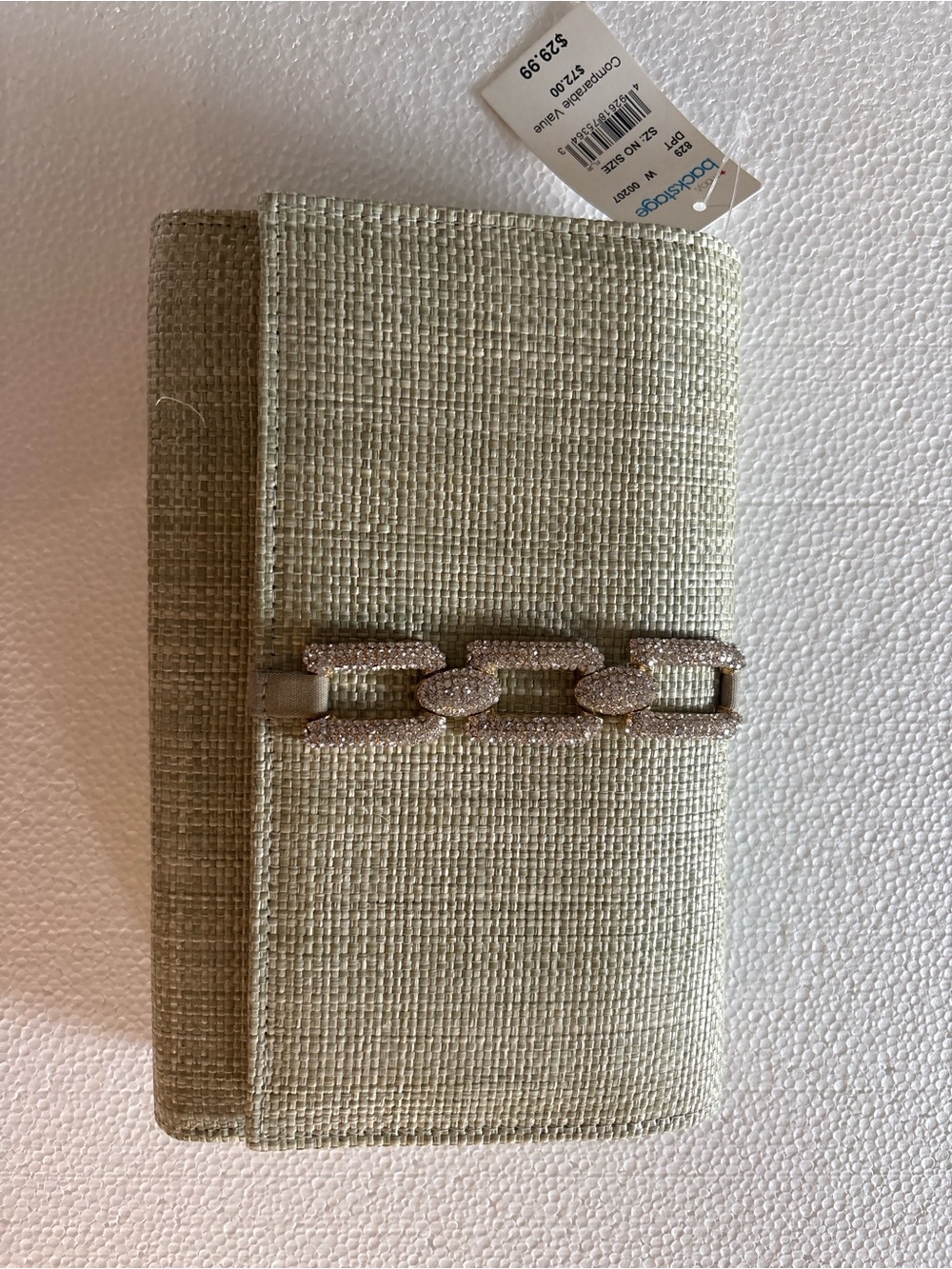 LE REGALE Mint green Textured Chain-Accent clutch evening bag